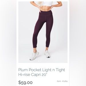 Zyia Light n Tight Pocket Capri 20” Plum